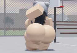 1girls 3d ass barefoot big_ass big_breasts black_hair breasts completely_nude completely_nude_female female female_only full_body hat naked naked_female nude nude_female rear_view roblox roblox_avatar solo solo_female tupolevarts