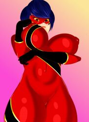 1girls big_breasts bodysuit female kagami_tsurugi miraculous_ladybug pussy_juice ryuko_(character) solo superheroine