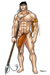 1boy 1male abs class_comics male male_focus male_only muscular muscular_male necklace patrick_fillion pecs solo solo_male spear veiny_arms zahn