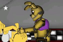 3d chica_(cally3d) chica_(fnaf) chiku female five_nights_at_freddy's male male/female sex spring_bonnie spring_bonnie_(fnaf) springtrap straight tagme