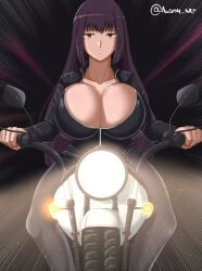 1girls 2022 absurd_res absurdres ausoh big_breasts black_bodysuit bodysuit breasts cleavage emotionless female female_only high_resolution highres hips huge_breasts large_breasts long_hair looking_at_viewer motorcycle please_don't_bully_me,_nagatoro president_(nagatoro) purple_hair red_eyes sana_sunomiya slim_waist solo straight_face thick_thighs thighs thunder_thighs unzipped_bodysuit wide_hips