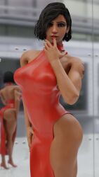 1girls 3d athletic big_ass big_breasts big_butt blizzard_entertainment dark-skinned_female dark_skin dress facing_away facing_viewer fareeha_amari female female_only female_protagonist fit fit_female heroine human large_ass large_breasts olive-skinned_female olive_skin overwatch pharah solo tanuking3d thick_thighs