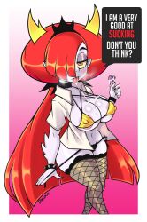 1girls big_breasts bikini breasts disney erect_nipples_under_clothes female female_focus female_only hair_over_one_eye hekapoo high-angle_view humanoid lollipop long_hair looking_at_viewer nipple_bulge raccoonserver red_hair star_vs_the_forces_of_evil white_body