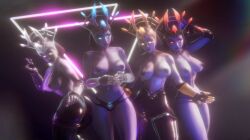 3d 3d_(artwork) breasts fortnite gloves glowing glowing_eyes helmet ice_queen ice_queen_(fortnite) looking_at_viewer nipples sonicfreak thighhighs thighs