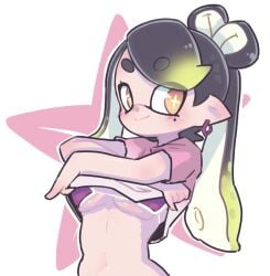 1girls big_breasts bra breasts callie_(alterna) callie_(splatoon) female lifting_shirt solo solo_female splatoon splatoon_3 straight_hair tagme whichdoll