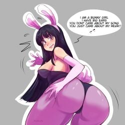 1girls 2022 absurd_res ass ass_focus ass_shot back back_view big_ass black_hair black_leotard breasts bubble_butt bunny_ears bunny_girl bunny_tail bunnysuit dialogue english_text female female_only highleg_leotard hime_cut hips huge_ass koffin large_breasts leotard long_hair original original_character pink_eyes pinkkoffin self_insert simple_background slim_waist solo solo_female text thick_thighs thighs tights white_background wide_hips