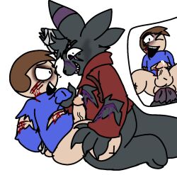 2boys anal angry_sex balls blood colored cuts dave_(moldygh) dave_and_bambi_mod diphallia diphallism duo edgy fighting fursona hate_sex male male/male male_only multi_penis oc penis pokemon pokemon_(species) pokesona purple_fur rough_sex umbreon