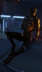 3d_(artwork) alien digital_media_(artwork) erection garrus_vakarian genitals hi_res light lighting male mass_effect not_furry nude penis rooking sitting solo turian video_games