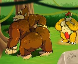 alfa_quinto_(artist) ape ass bara bowser donkey_kong donkey_kong_(series) duo gorilla haplorhine koopa male male_only mammal mario_(series) nintendo primate scalie video_games