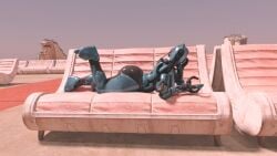 3d 3d_(artwork) 3d_model android assaultron assaultron_(fallout) assaultronix big_ass big_breasts fallout fallout_4 inviting laying_down laying_on_side pinup robot robot_girl robot_humanoid