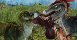 3d_horsey_3d 4k absurd_res animal_genitalia animal_penis balls dinosaur dromaeosaurid duo equid equine equine_penis female forced forced_oral genitals helping hi_res male male/female mammal oral penis reptile scalie sex sucking theropod velociraptor