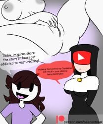 2girls beanontoast clothed dress english_text female female_masturbation female_only fingering fingering_self jaiden jaiden_animations masturbation mob_face multiple_girls nun nun_outfit open_mouth pussy_juice site-tan smiling speech speech_bubble text youtube youtube-tan youtuber