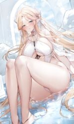 1girls 2022 angel angel_wings azur_lane blonde_hair blue_eyes blush breasts brest_(azur_lane) female female_only hi_res hips huge_breasts light-skinned_female light_skin long_ears long_hair looking_at_viewer pointy_ears slim_waist sora_72-iro thick_thighs thighs wide_hips wings