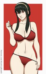 assassin blackcapbandit cleavage dark_hair lingerie pinup red_eyes spy_x_family thorn_princess yor_briar yor_forger