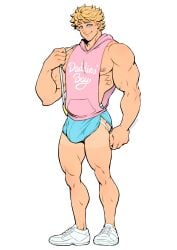 big_bulge blonde_hair bulge daddy dilftown english_text flaccid huge_bulge jockstrap male male_only manly muscles muscular muscular_male purse schizoid short_shorts solo solo_male tank_top tanline teen_boy twitter_user_oc will_shotwell