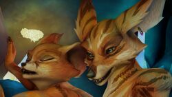 absurd_res anthro blizzard_entertainment canid cave duo female haruame_(artist) hi_res male male/female mammal video_games vixnix vulpera warcraft xanoxis