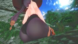 1girls 3d ass ass_focus big_ass completely_nude female female_focus female_only from_below genshin_impact illusion_soft kiaps koikatsu mona_(genshin_impact) naked self_upload sitting