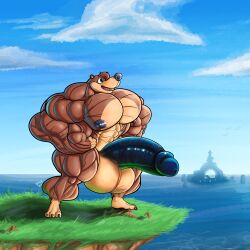 abs balls banjo-kazooie banjo_(banjo-kazooie) bear biceps bodybuilder cumming cumshot furry hyper hyper_balls hyper_genitalia hyper_muscles hyper_penis hyper_testicles male male_focus male_only muscles muscular muscular_arms muscular_ass muscular_back muscular_legs muscular_male muscular_thighs nipples pecs penis poodledoodles testicles veins veiny_penis