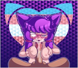 1male abstract_background breasts cum cum_on_body cum_on_face cute cute_face dark female glasses glowing_eyes happy naked neko_koda paizuri pov purple_hair red_glasses septypaws skinned_male smile sweat sweatdrop titfuck titjob tongue_out unknown_male wink youtube youtuber