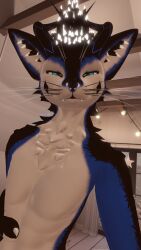 3d abs absurd_res absurdres anthro anthro_only black_fur blue_eyes blue_fur blue_hair blue_markings canid canine fur furry furry_only hi_res high_resolution highres large_filesize looking_at_viewer male male_focus male_only muscular muscular_anthro muscular_male nose_piercing nose_ring novium_mathers novixcentrium piercing rexouium tagme twitter vr_media vrchat vrchat_avatar white_belly white_claws white_fur