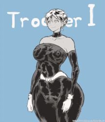 big_ass big_breasts big_thighs black_and_white collar dark-skinned_female dark_skin hataraki_ari hourglass_figure huge_ass huge_thighs tight_clothing wide_hips