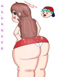 allensfw ass big_ass black_eyes blue_hair boyfriend_(friday_night_funkin) brown_hair female female_only friday_night_funkin girlfriend_(friday_night_funkin) huge_ass large_ass long_hair meme open_mouth panties pogchamp red_dress thick underwear upskirt