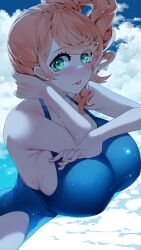 big_breasts game_freak long_hair nintendo orange_hair pokemon pokemon_ss sonia_(pokemon) sumisumii swimsuit