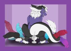 anus aroused female feral ferrin fluffy fur genitals hi_res neshi paws plug_(sex_toy) purple_body purple_fur pussy sex_toy solo stretching wet