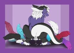 anus aroused female feral ferrin fluffy fur genitals hi_res neshi paws plug plug_insertion purple_body purple_fur pussy sex_toy simple_background solo wet