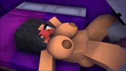 3d ahe_gao ahegao animated aphmau aphmau_(youtuber) big_breasts blush dark_skin faceless_male grey_hair mine-imator minecraft no_sound orange_eyes tagme tongue_out vaginal_penetration video youtuber