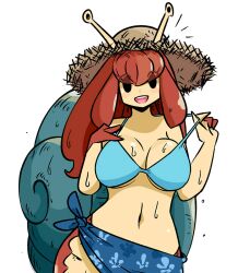 big_breasts breasts female looking_at_viewer mob_face monster_girl murgoten original sarong snail snail_girl tagme