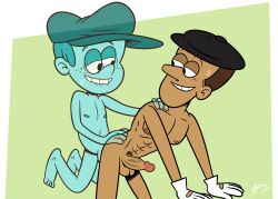 anal_sex brown_hair davey_divots erection eyes_half_open gay ghost hat human looking_at_another male_only naked nude_male onlyboney penis see-through shanks_bogey smile sweat the_loud_house yaoi