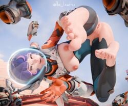 1girls 3d 3d_(artwork) areolae astronaut astronaut_helmet blender blizzard_entertainment breasts breasts_out clothed clothing feet female female_focus female_only headwear helmet hi_res highres juno_(overwatch) leggings lewdrex light-skinned_female light_skin looking_at_viewer medium_breasts nipples overwatch overwatch_2 purple_hair pussy pussy_lips pussy_peek ripped_clothing ripped_leggings ripped_pants shaved_crotch shaved_pussy showing_off small_breasts smile smiling soles vagina watermark