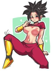 1girls black_hair breasts doodle dragon_ball_super fusion halfgalaxy kefla kefla_(dragon_ball) medium_tits potara_earrings saiyan saiyan_girl