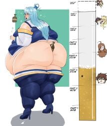 1girls aqua_(konosuba) ass ass_focus bbw beer beer_bottle blue_hair fat fat_ass fat_female fat_fetish female goddess huge_ass kono_subarashii_sekai_ni_shukufuku_wo! object_in_ass overweight overweight_female pivk00 weight_gain weight_gain_drive weight_gain_sequence