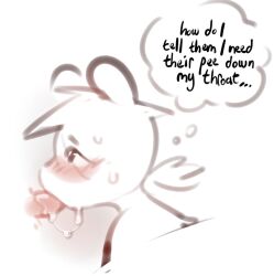 ambiguous_gender anthro blush bodily_fluids drooling duo erection fellatio female genital_fluids genitals lagomorph looking_at_another looking_up male male/female mammal nonbinary_(lore) open_mouth oral panken penile penis saliva service_height sex size_difference sweat sweatdrop text thought_bubble urine watersports