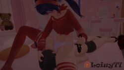 anime anime_girl ass_on_face ass_sniff ass_sniffing dominant_female dominatrix facesit facesitting femdom koikatsu loiuy77 miside mita mita_(miside) panties sitting_on_face slave slavery smothering smothering_ass submissive_male