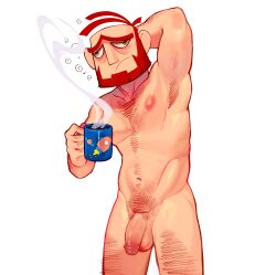 body_hair circumcised flaccid flaccid_penis gay green_eyes male male_only nilba_e_os_desastronautas red_hair tired tired_expression tired_eyes tired_look zabarowsk