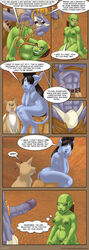 ackanime alliance_(warcraft) black_hair blizzard_entertainment blue blue_skin blush bondage breasts comic comic_page draenei english_text female green_skin hooves horde horns kalimdor male nude orc orc_female page_36 page_number penis pointy_ears purple_skin strange_acquaintances tail tesslora the_barrens troll url warcraft world_of_warcraft