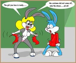 anthro breasts bugs_bunny buster_bunny color crossdressing fail female fembugs_bunny furry male nipples rabbette rabbit rule_63 tiny_toon_adventures undressing warner_brothers