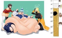 3girls aqua_(konosuba) beer beer_bottle belly blue_hair darkness_(konosuba) fat fat_female fat_fetish female female_only goddess kono_subarashii_sekai_ni_shukufuku_wo! massive_belly megumin morbidly_obese multiple_girls obese obese_female pivk00 ssbbw weight_gain weight_gain_drive weight_gain_sequence