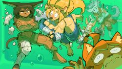 5_fingers 5_toes abs ahoge anthro armor ascot barefoot biceps big_breasts bird_dog black_nails blonde_hair blue_eyes blush book borzoi bottomwear breasts brown_body brown_fur brown_nails canid canine canis ceehaz cleavage closed_eyes clothed clothing colored_nails covering covering_self crossed_arms dissolving_clothing dobermann dog_knight_rpg domestic_dog feet female fingers fur gauntlets gloves golden_retriever grey_hair group hair handwear herding_dog holding_book holding_object humanoid_feet hunting_dog inner_ear_fluff jeane_(ceehaz) long_hair maci_(ceehaz) mammal muscular muscular_anthro muscular_female muscular_legs nails navel nix_(ceehaz) orange_body orange_eyes orange_fur orinette_(ceehaz) pants pastoral_dog pauldron pawpads pinscher plantigrade pomeranian pouches retriever rory_(ceehaz) scarf short_hair sighthound slime spitz tan_body tan_fur toes torn_clothing tuft underwater water welsh_corgi white_hair yellow_body yellow_eyes yellow_fur