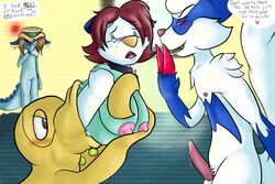 anthro big_breasts blue_eyes blush breasts chubby collar eeveelution empa facepalm fat female hair male nintendo nipples nude octillery oshawott otter penis pokemon pokemon_(species) shiny_octillery shiny_zangoose straight tail tongue topless vaporeon vore wotter ycr zangoose