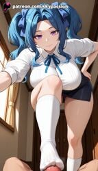 1boy 1girls 2025 ai_assisted ai_generated anime artist_name big_penis blue_bow blue_hair blue_ribbon bow breast breasts bust chest classroom cock desk dick explicit feet feet_fetish female femdom foot_fetish foot_play footjob hairbow hand_on_hip hi_res high_quality high_resolution highres indoors kneehighs long_hair male melty_q_melromarc no_shoes panties pantyshot parted_bangs patreon patreon_username penis pov purple_eyes ribbon shirt skirt skypassion smile socks solo_focus stable_diffusion straight tate_no_yuusha_no_nariagari the_rising_of_the_shield_hero toejob twintails underwear watermark white_legwear