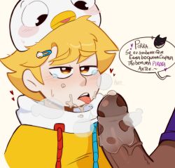 2male ahe_gao blowjob brown_skin cum_in_mouth cum_on_face dark_skin demonduck duck gay_blowjob hotpotatoss liquids male_only turma_da_batatinha