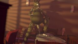 3d_(artwork) absurd_res anthro balls bed bedroom belly big_belly big_penis bodily_fluids cum cum_drip digital_media_(artwork) dripping erection five_nights_at_freddy's five_nights_at_freddy's_3 furniture genital_fluids genitals glowing glowing_eyes hand_on_belly hi_res lagomorph leporid machine male male_pred mammal misty_bun penis rabbit robot scottgames solo springtrap_(fnaf) tongue tongue_out vore yellow_body