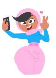 bottom_heavy bulge bulge_through_clothing bulge_under_clothes clothed duolingo fully_clothed futanari hijab postblue98 selfie solo third-party_edit zari_(duolingo)