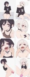 2d ai_generated clothing comic cum dildo dildo_in_ass dizzyarts female female_only femboy femboy_focus futa_on_female futanari goth goth_femboy goth_girl gothic male male_focus naked naked_female naked_male nipple_piercing nipples nude small_breasts small_penis small_waist smaller_female smaller_male tape white_background