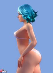 1female 1girls 3d ass bare_shoulders bikini bikini_bottom bikini_top blue_eyes blue_hair breasts epic_games female female_only fortnite fortnite:_battle_royale light-skinned_female light_skin lightrider_(fortnite) short_hair side_boob side_view solo solo_female standing starinww swimwear thighs two_piece_swimsuit