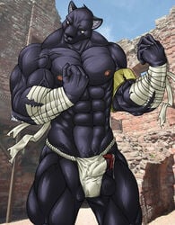 balls big big_balls bulge color cum feline furry kyuuhari legs male male_only muscles penis pose precum